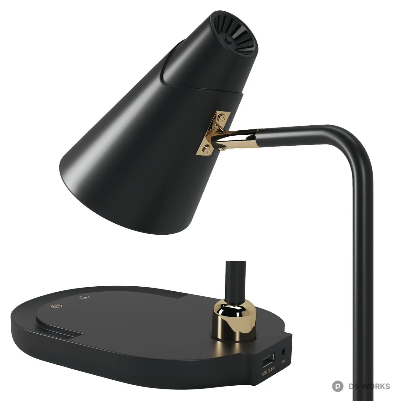 Modern Matte Black Adjustable Desk Lamp 3d model thumbnail 3
