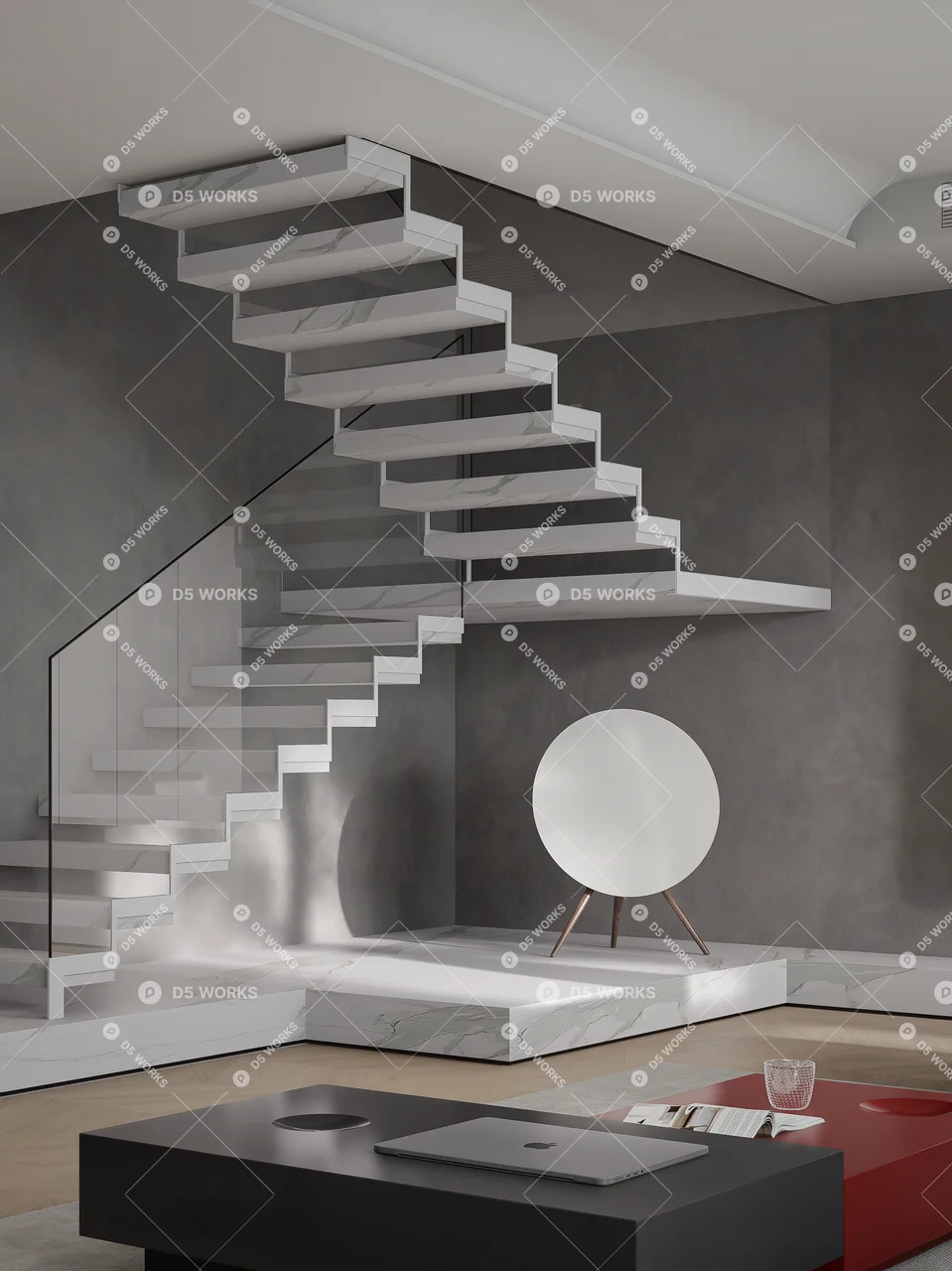 Minimalist Living & Dining Room 3d model thumbnail 8