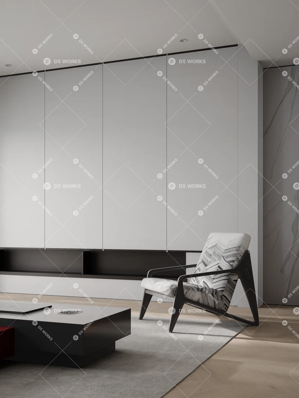 Minimalist Living & Dining Room 3d model thumbnail 6