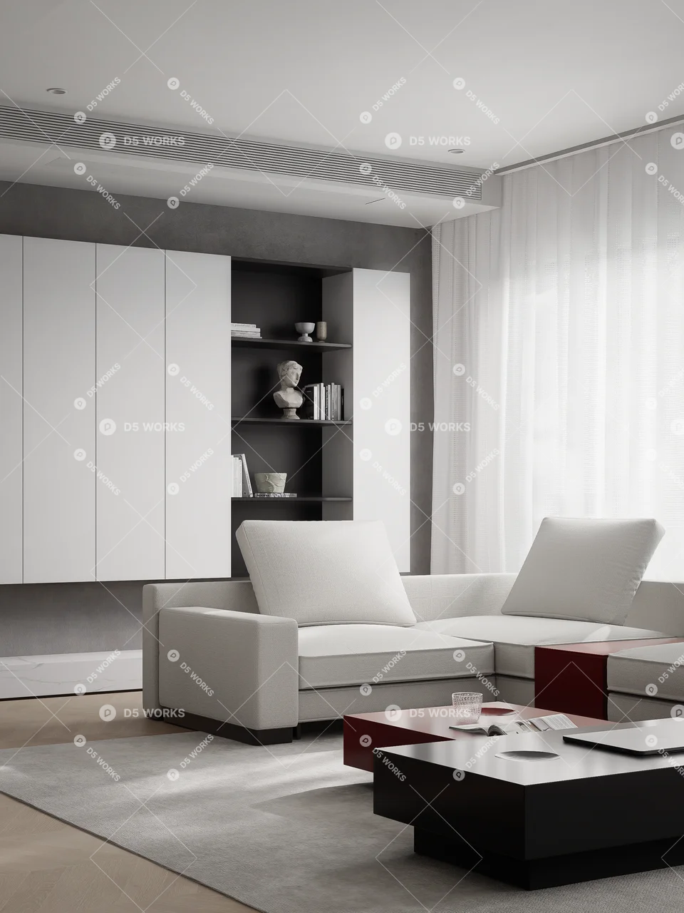 Minimalist Living & Dining Room 3d model thumbnail 7