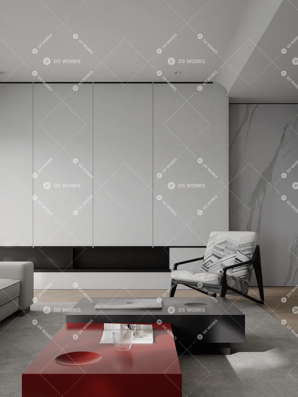 Minimalist Living & Dining Room 3d model thumbnail 9