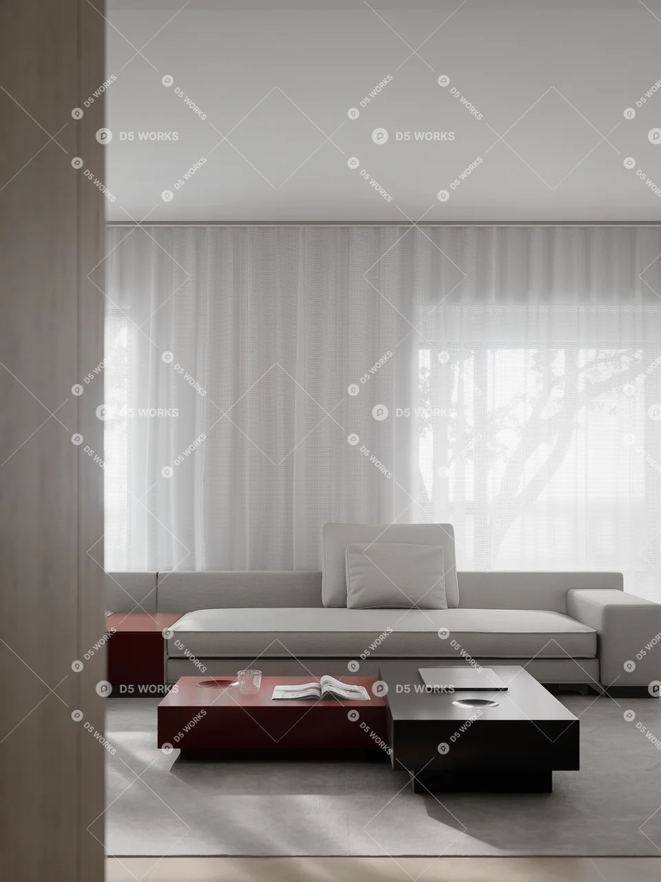 Minimalist Living & Dining Room 3d model thumbnail 2