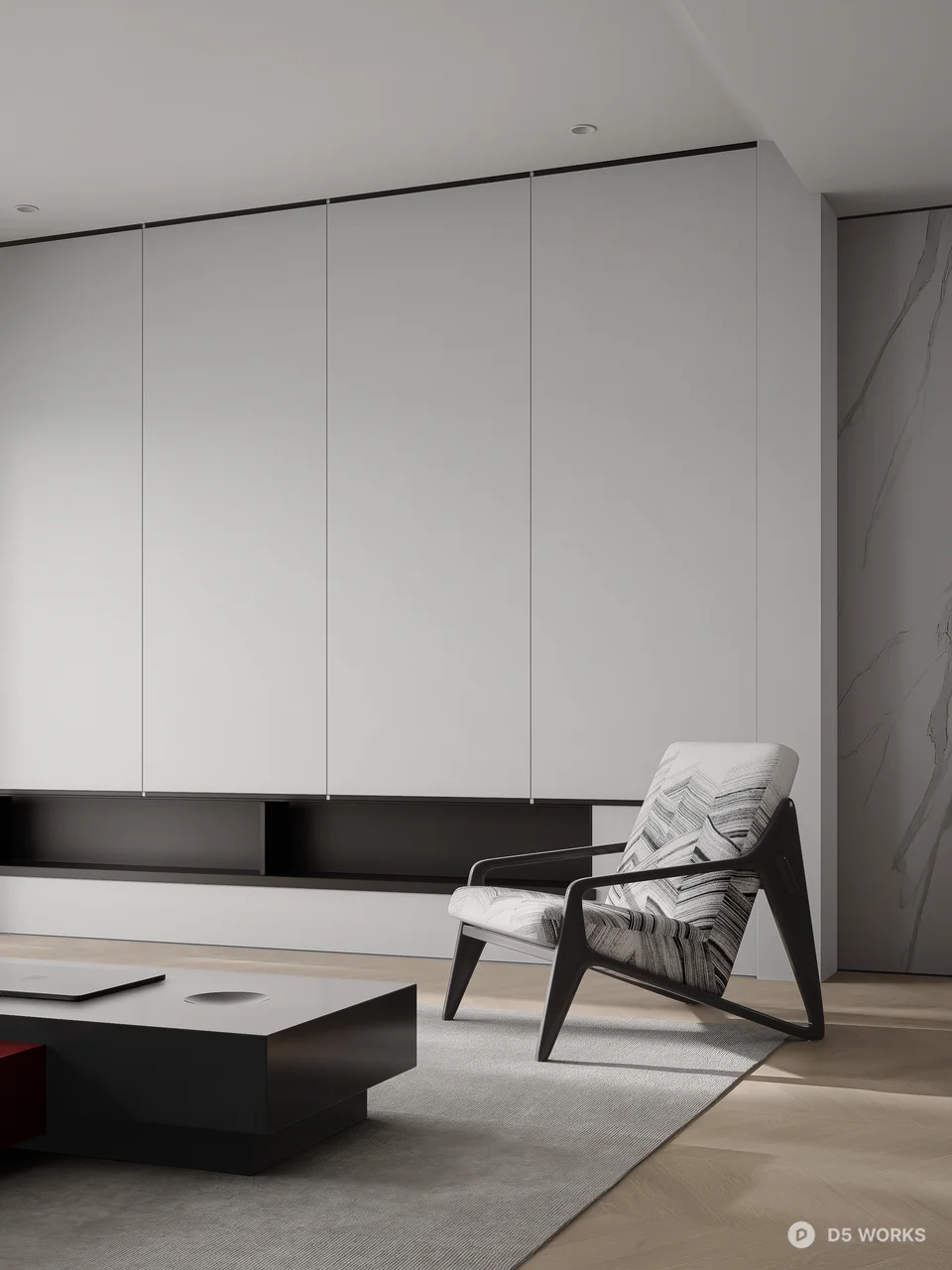 Minimalist Living Dining Space 3d model thumbnail 6
