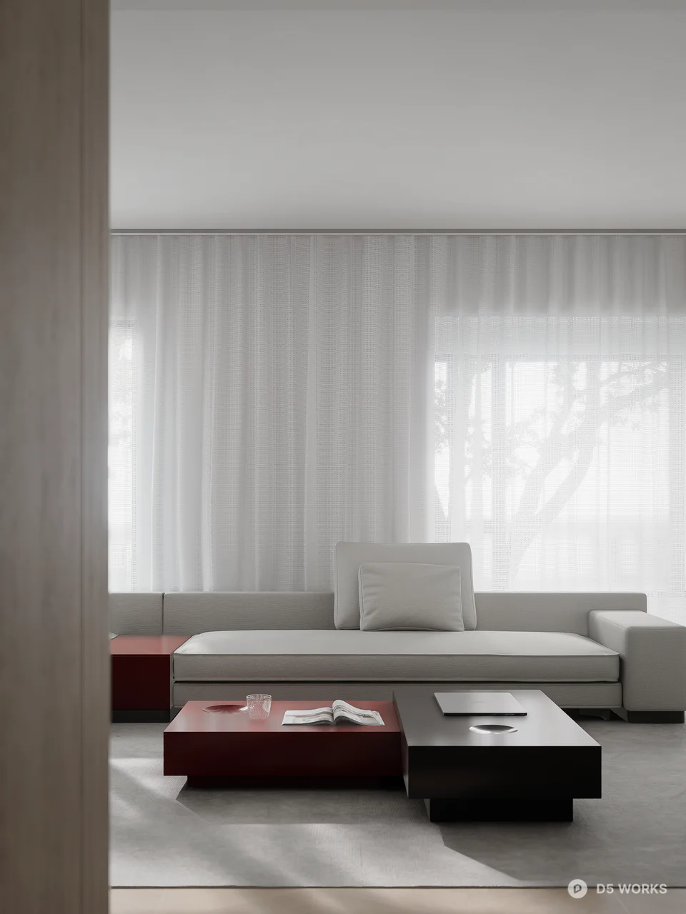 Minimalist Living Dining Space 3d model thumbnail 2