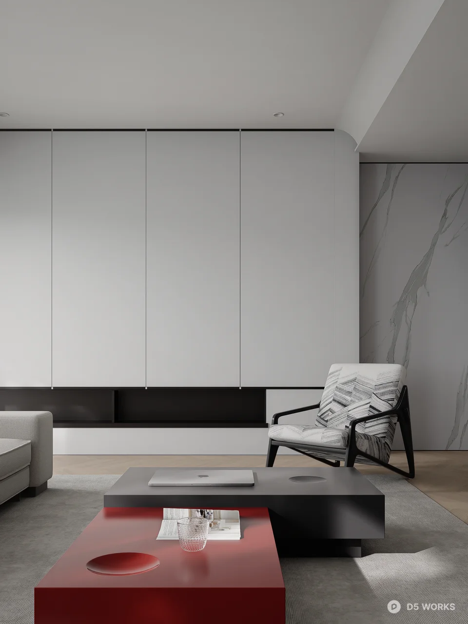 Minimalist Living Dining Space 3d model thumbnail 9