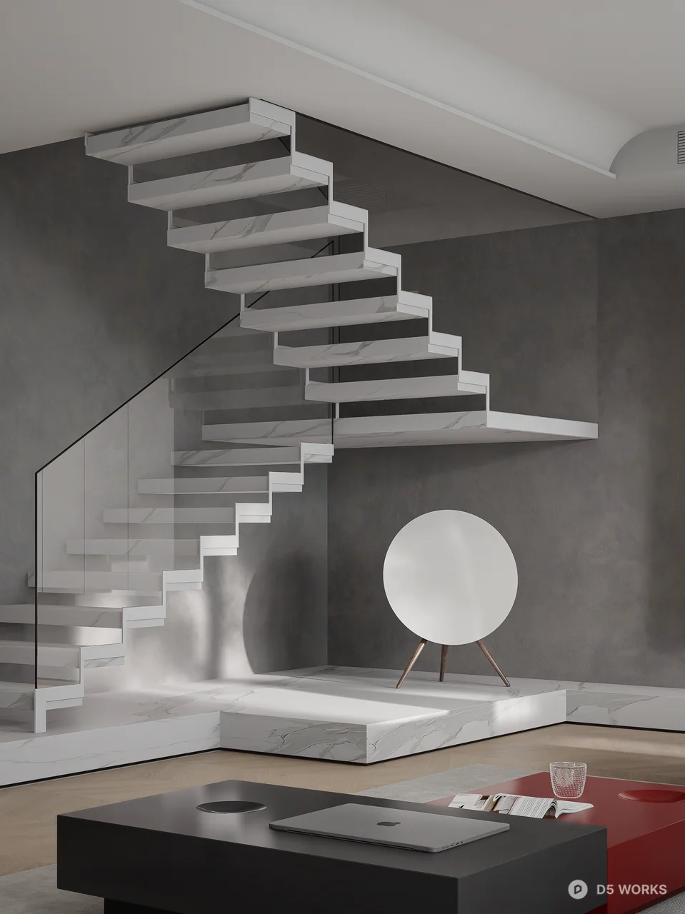 Minimalist Living Dining Space 3d model thumbnail 8