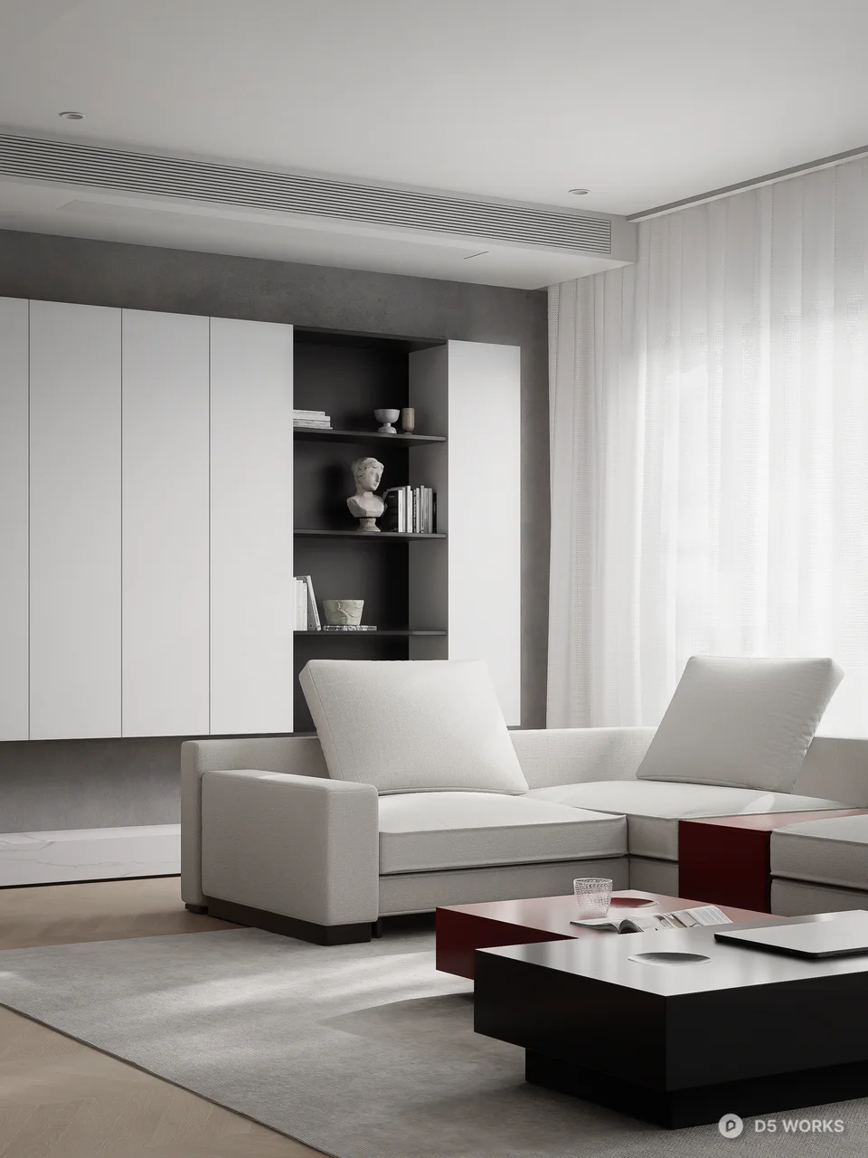 Minimalist Living Dining Space 3d model thumbnail 7