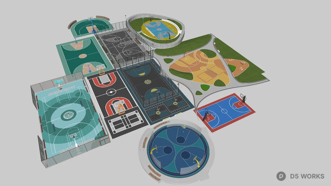 Free Sports Court Layout Design 3D Model .skp