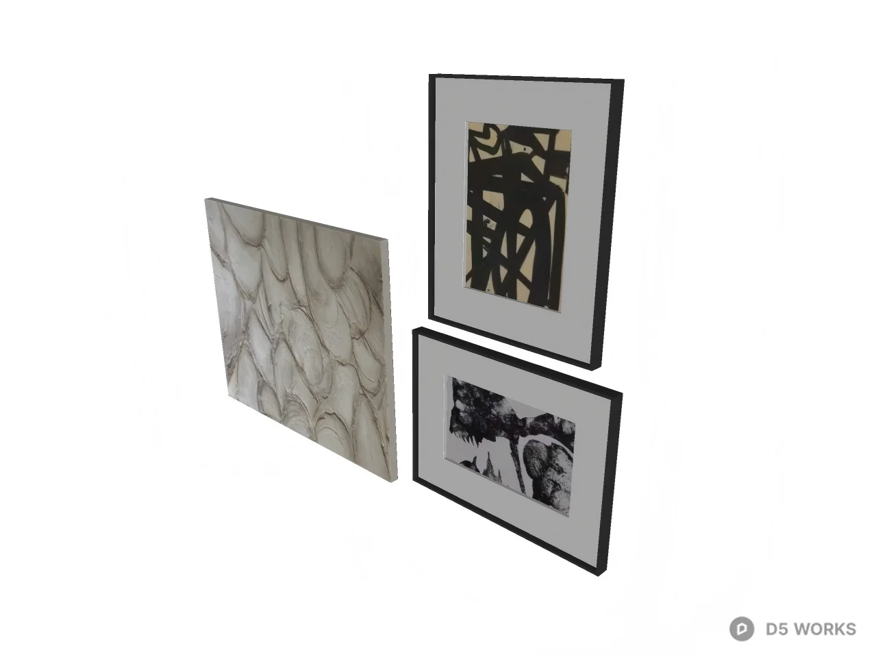 Modern Abstract Gallery Wall Art Set 3d model thumbnail 3