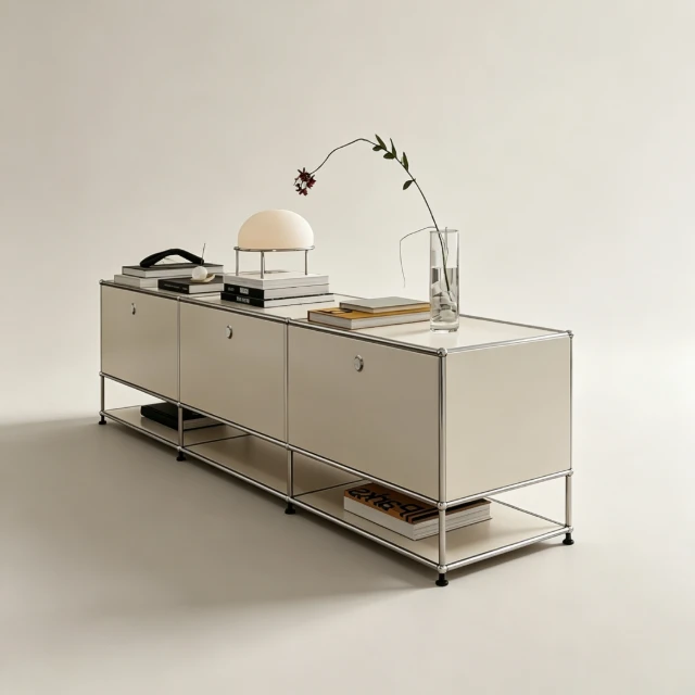 Modern Modular Metal Sideboard with Chrome Frame 3d model