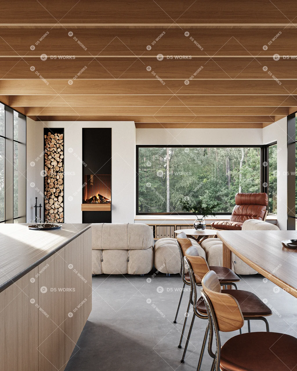 Living & Dining Room 3d model thumbnail 3