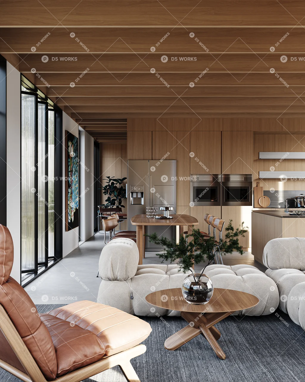 Living & Dining Room 3d model thumbnail 4