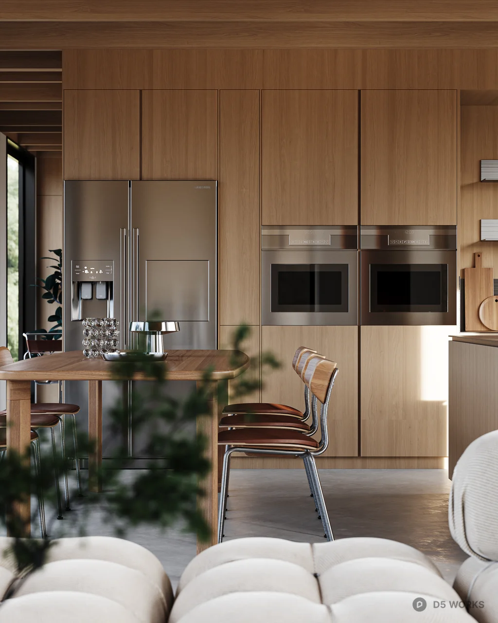 Minimalist Open Plan Living Dining Space 3d model thumbnail 9
