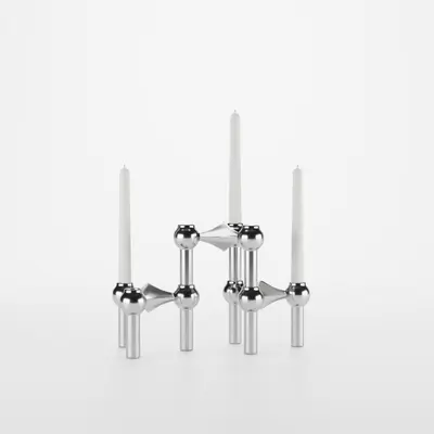 Modular Chrome Metal Candelabra 3d model