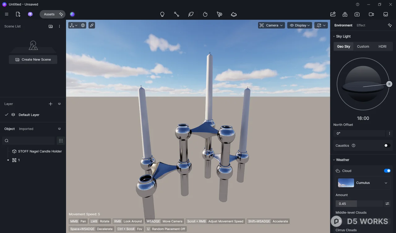 Modular Chrome Metal Candelabra 3d model thumbnail 2
