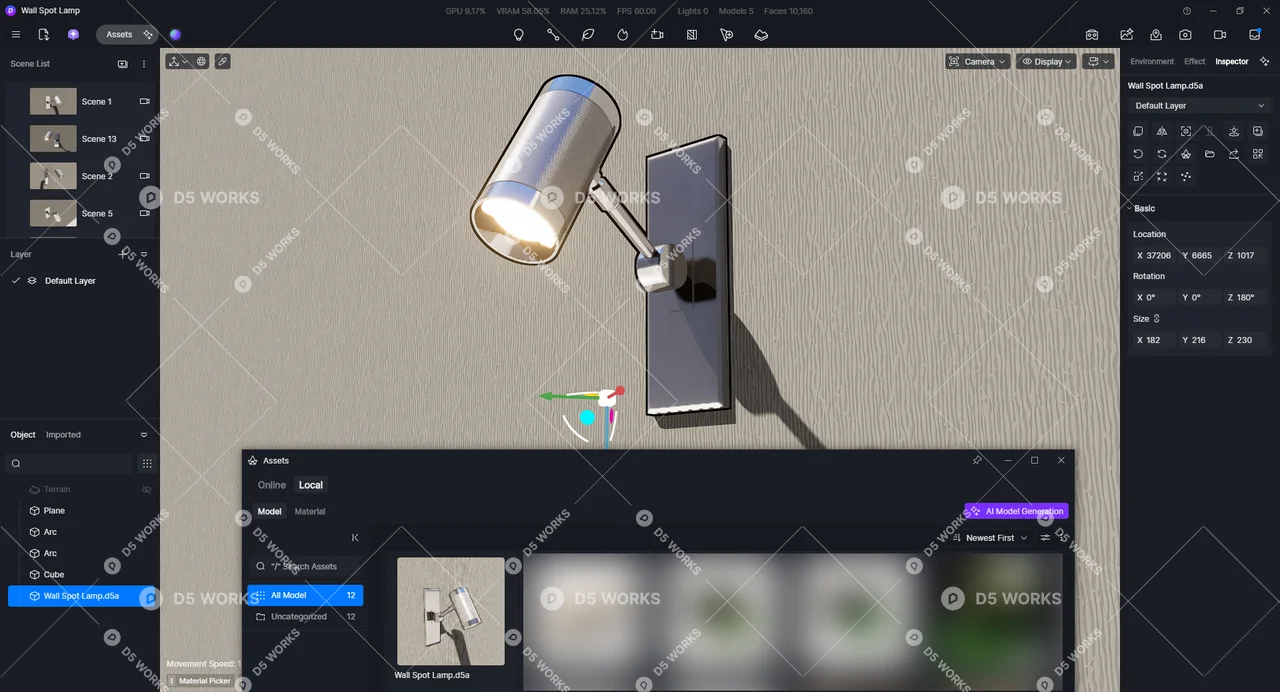 Adjustable Modern Wall Lamp 3d model thumbnail 9