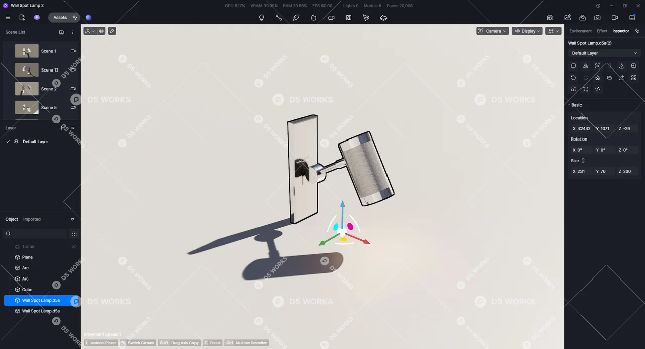 Adjustable Modern Wall Lamp 3d model thumbnail 8