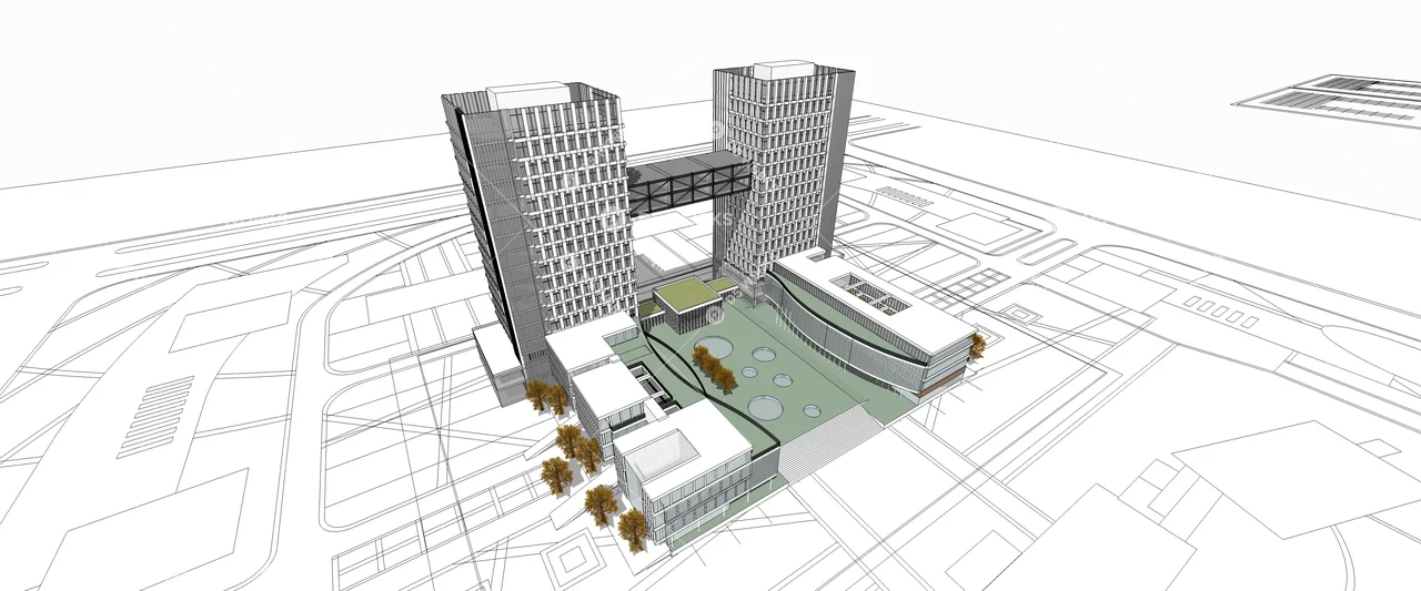Office Buildings 3d model thumbnail 3