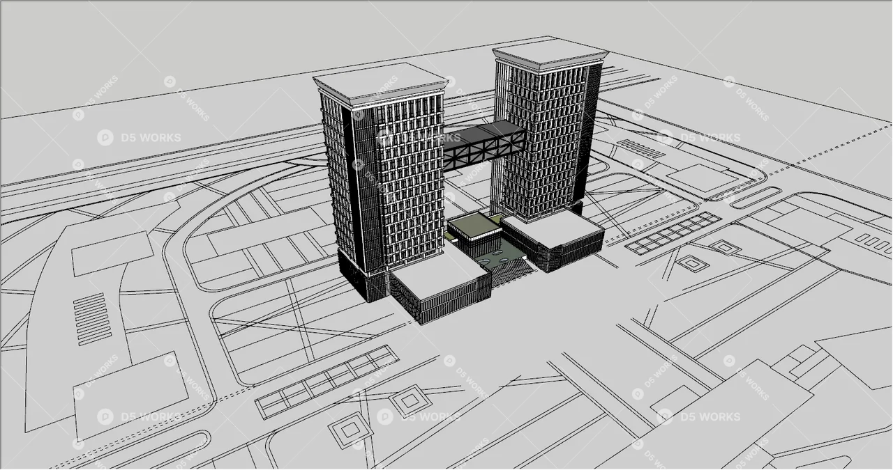 Office Buildings 3d model thumbnail 5