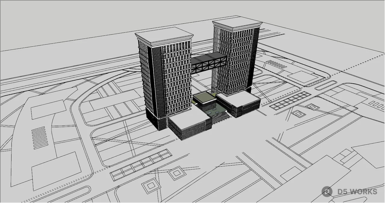 Modern Corporate Office Building Complex 3d model thumbnail 5