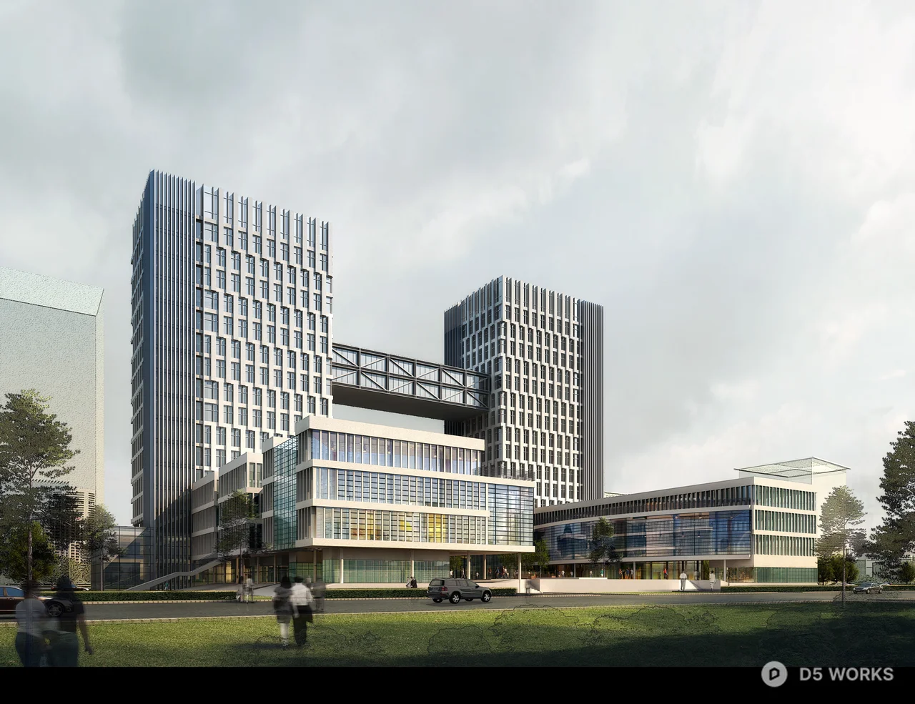 Modern Corporate Office Building Complex 3d model - Image 1
