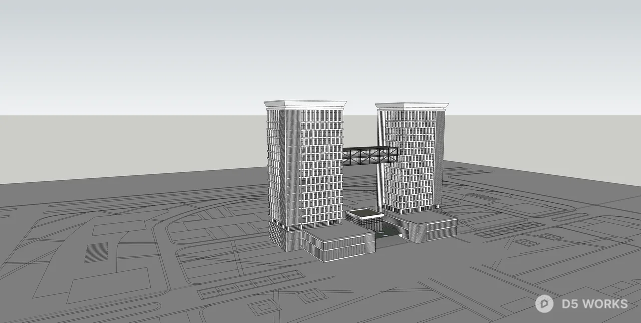 Modern Corporate Office Building Complex 3d model thumbnail 2