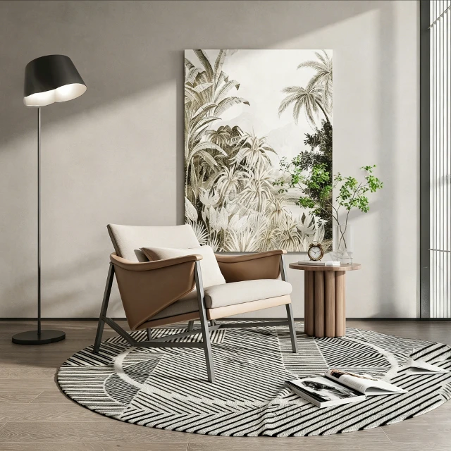 Modern Leather Armchair and Decor Set 3d model