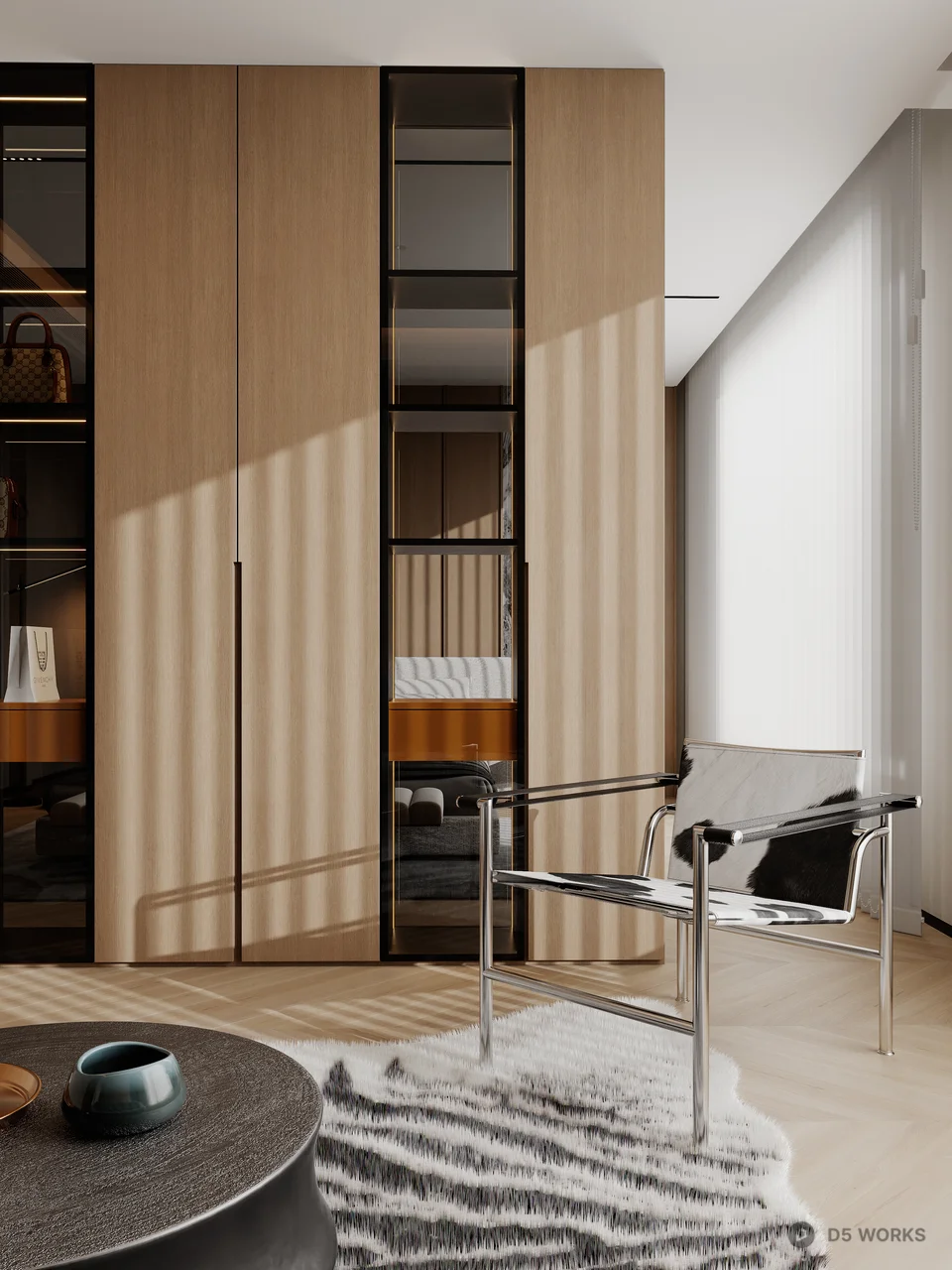 Minimalist Modern Bedroom with Ambient Lighting 3d model thumbnail 3