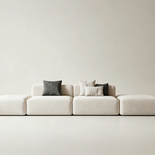 Minimalist Modular Boucle Sofa 3d model