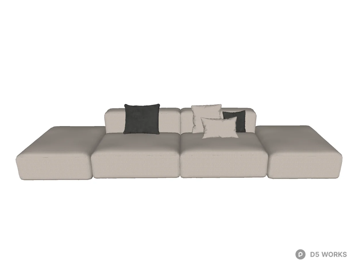 Minimalist Modular Boucle Sofa 3d model thumbnail 2