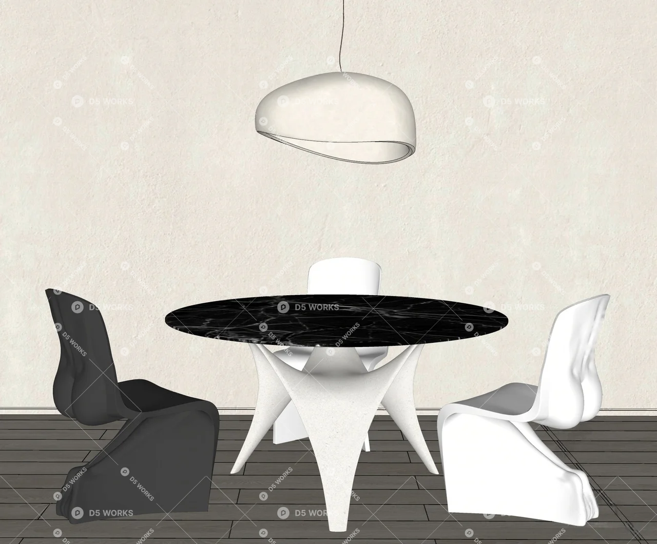 Dining Table & Chairs Set 3d model thumbnail 2