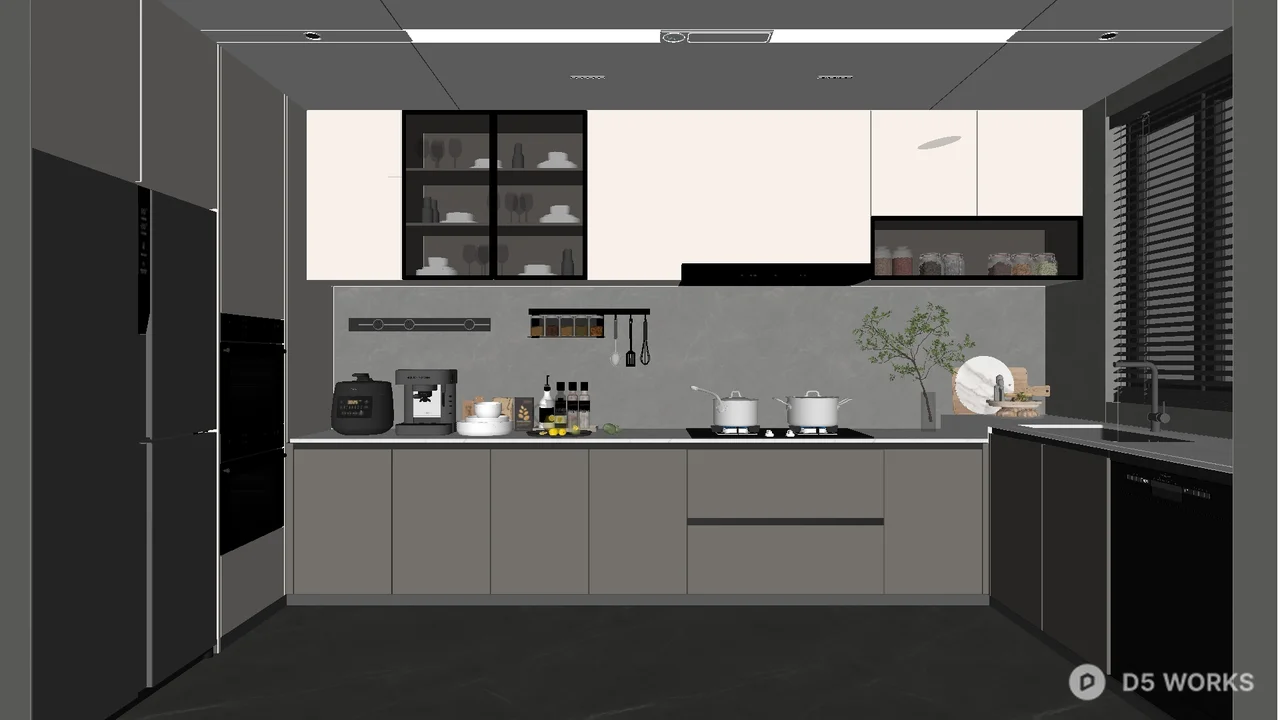 Modern Minimalist Kitchen Space 3d model - Image 1