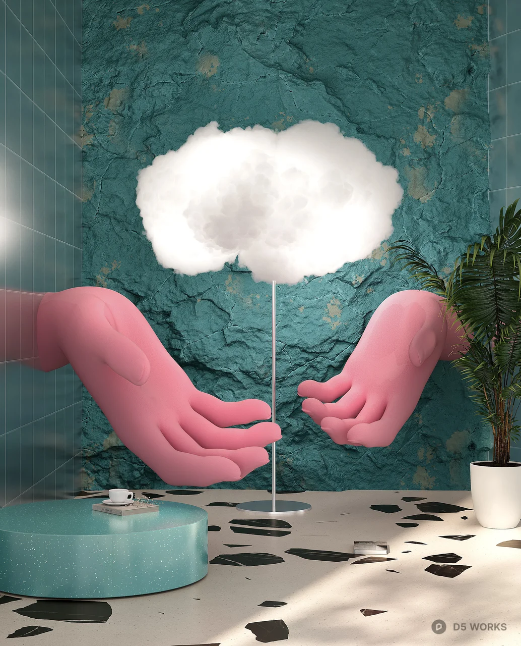 Cloud Sculpture With Hands 3d model - Image 1