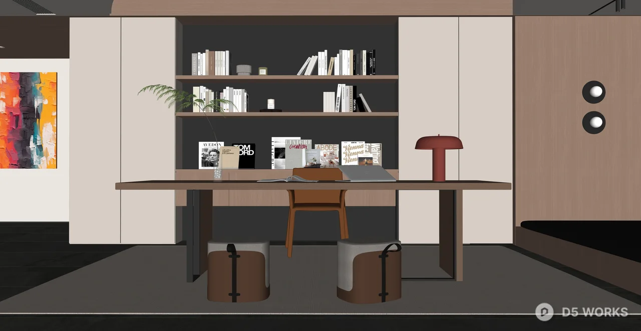 Modern Minimalist Home Office Workspace Set 3d model thumbnail 2