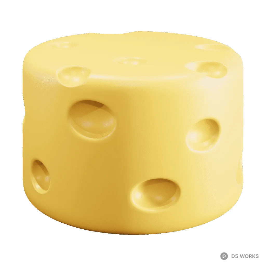 Cheese-Shaped Minimalist Stool 3d model - Image 1