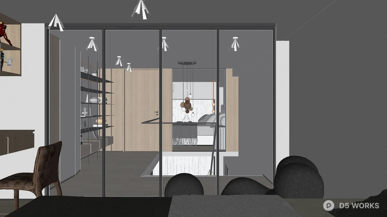 Modern Open Plan Living Dining Space 3d model thumbnail 7