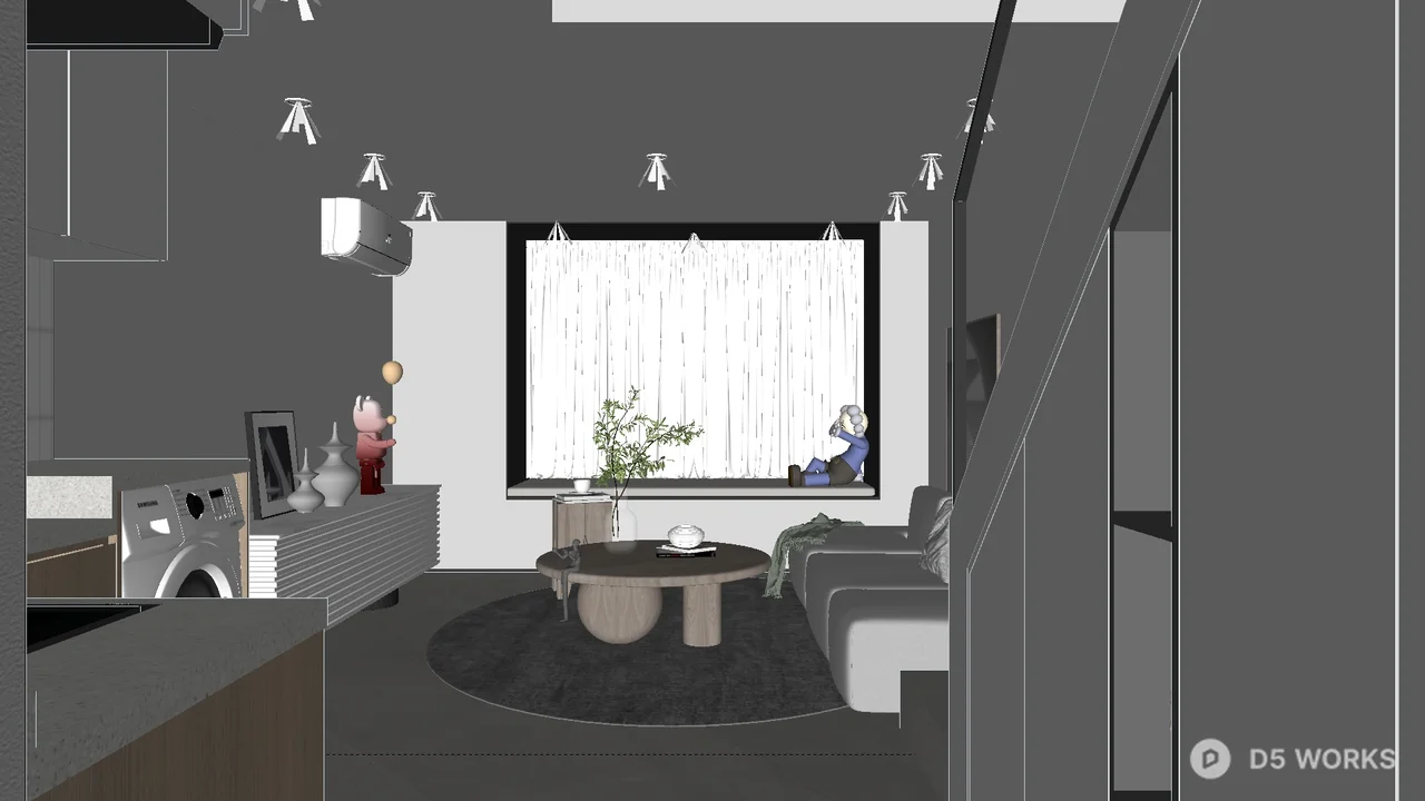 Modern Open Plan Living Dining Space 3d model thumbnail 4