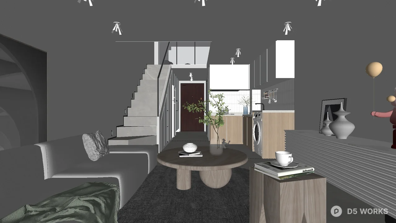 Modern Open Plan Living Dining Space 3d model thumbnail 3