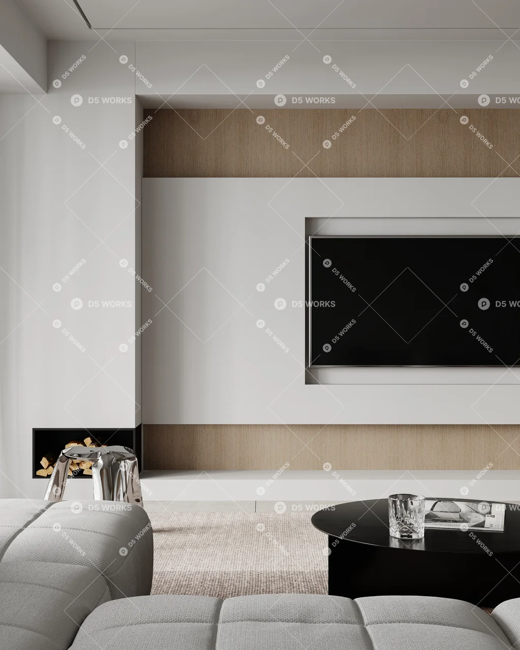 Contemporary Living & Dining Room 3d model thumbnail 7