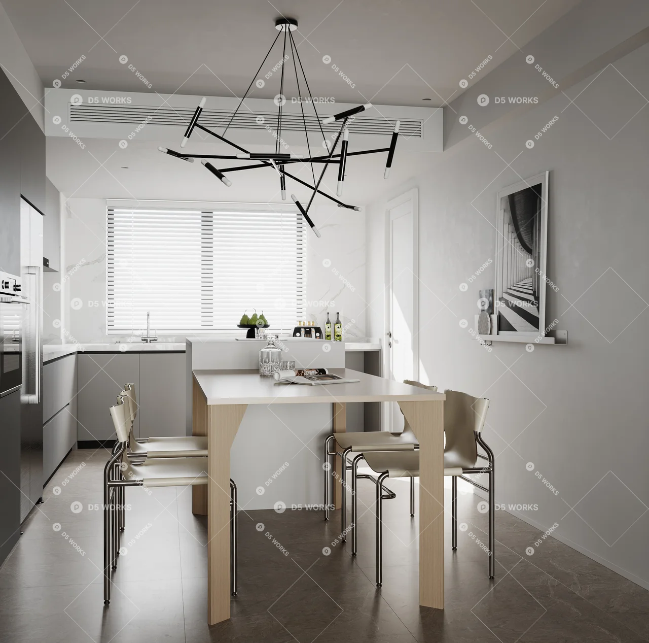 Contemporary Living & Dining Room 3d model thumbnail 9