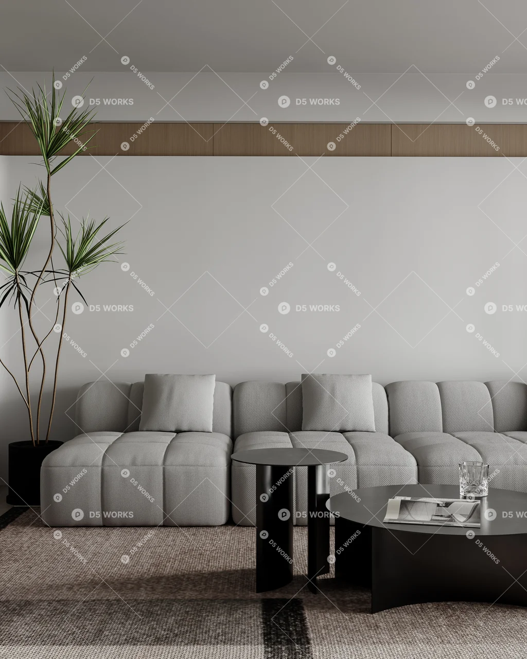 Contemporary Living & Dining Room 3d model thumbnail 4