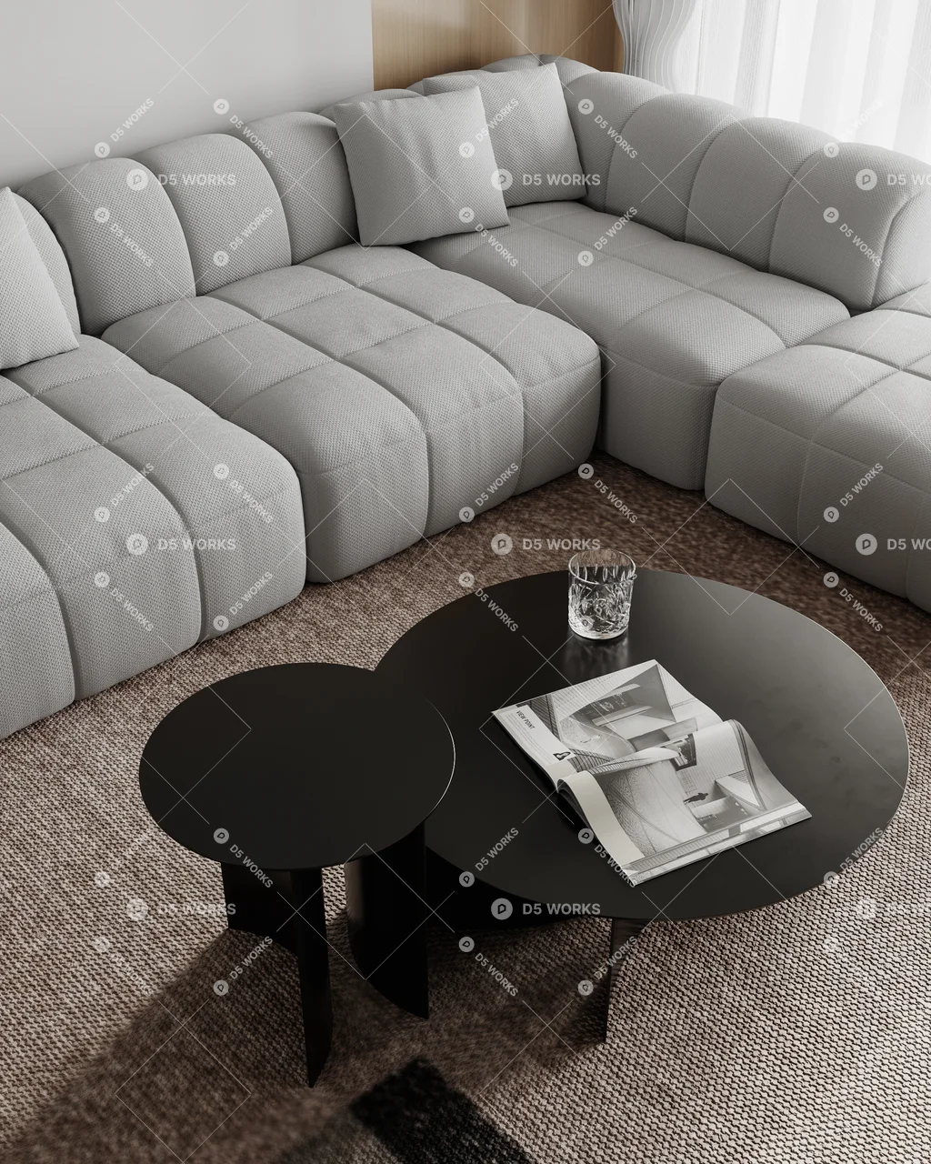 Contemporary Living & Dining Room 3d model thumbnail 10
