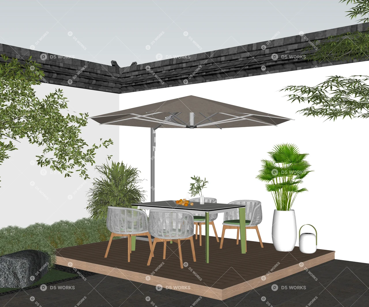 Courtyard Landscape 3d model thumbnail 2