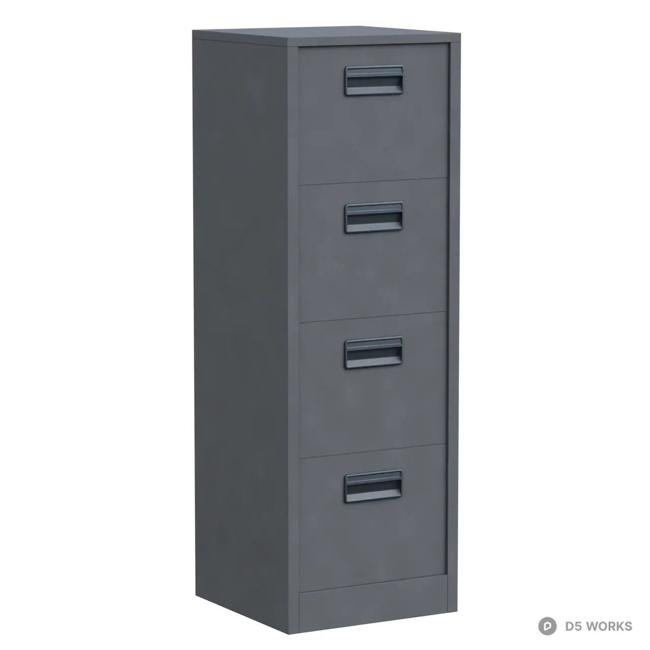 Industrial Four Drawer Metal Filing Cabinet 3d model - Image 1
