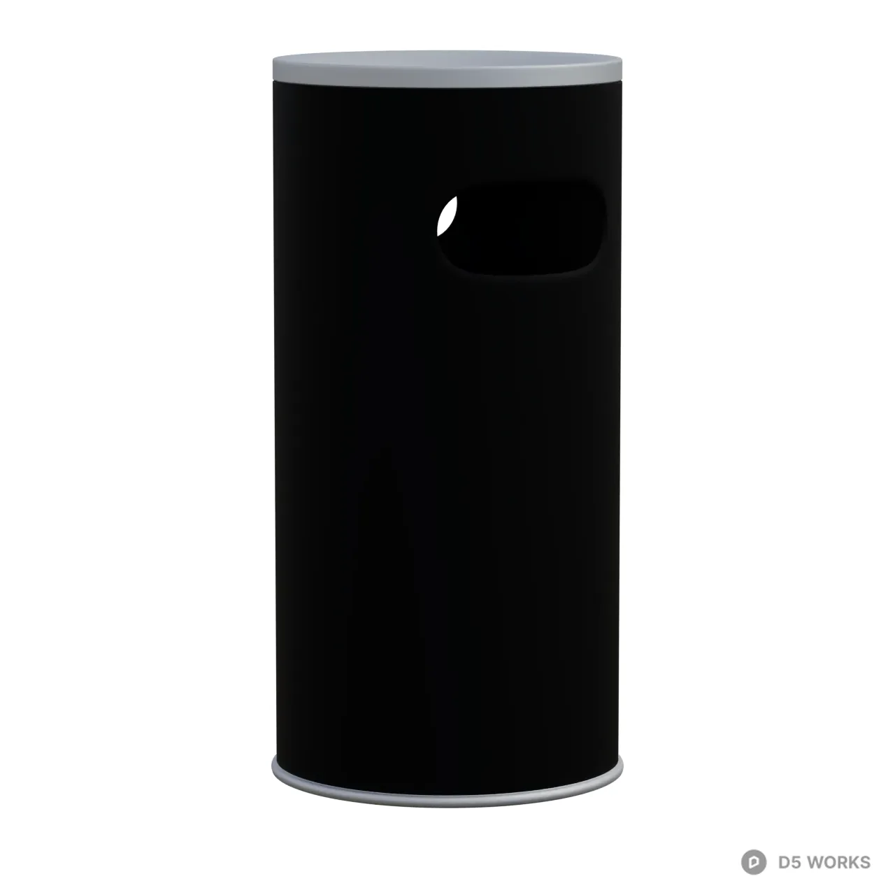 Modern Cylindrical Black Metal Trash Can 3d model - Image 1