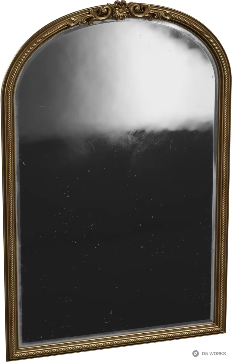 Antique Ornate Gold Arched Mirror 3d model - Image 1