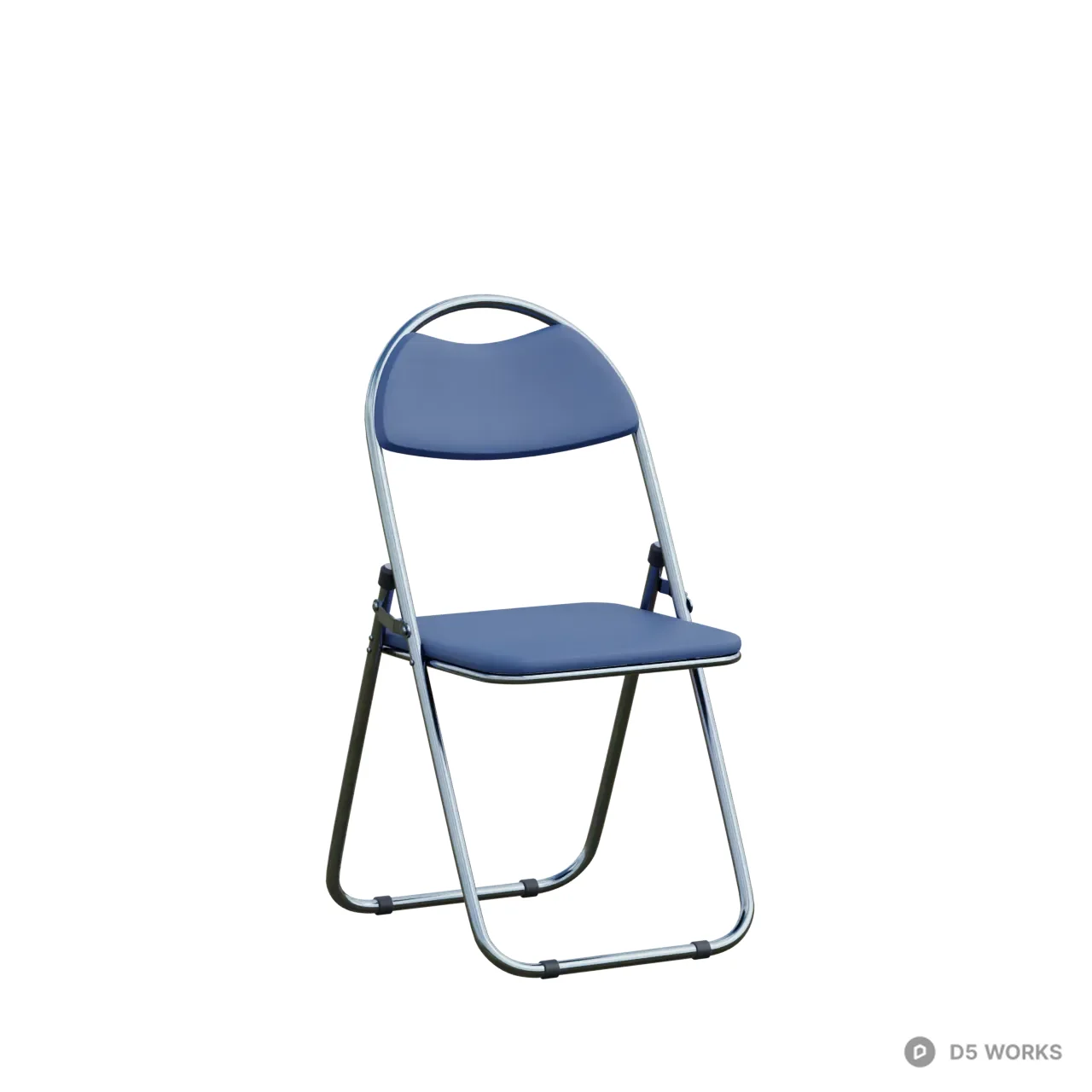 Classic Blue Metal Folding Chair 3d model - Image 1