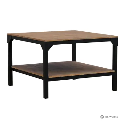 Industrial Square Wooden Coffee Table with Metal Frame 3d model - Image 1