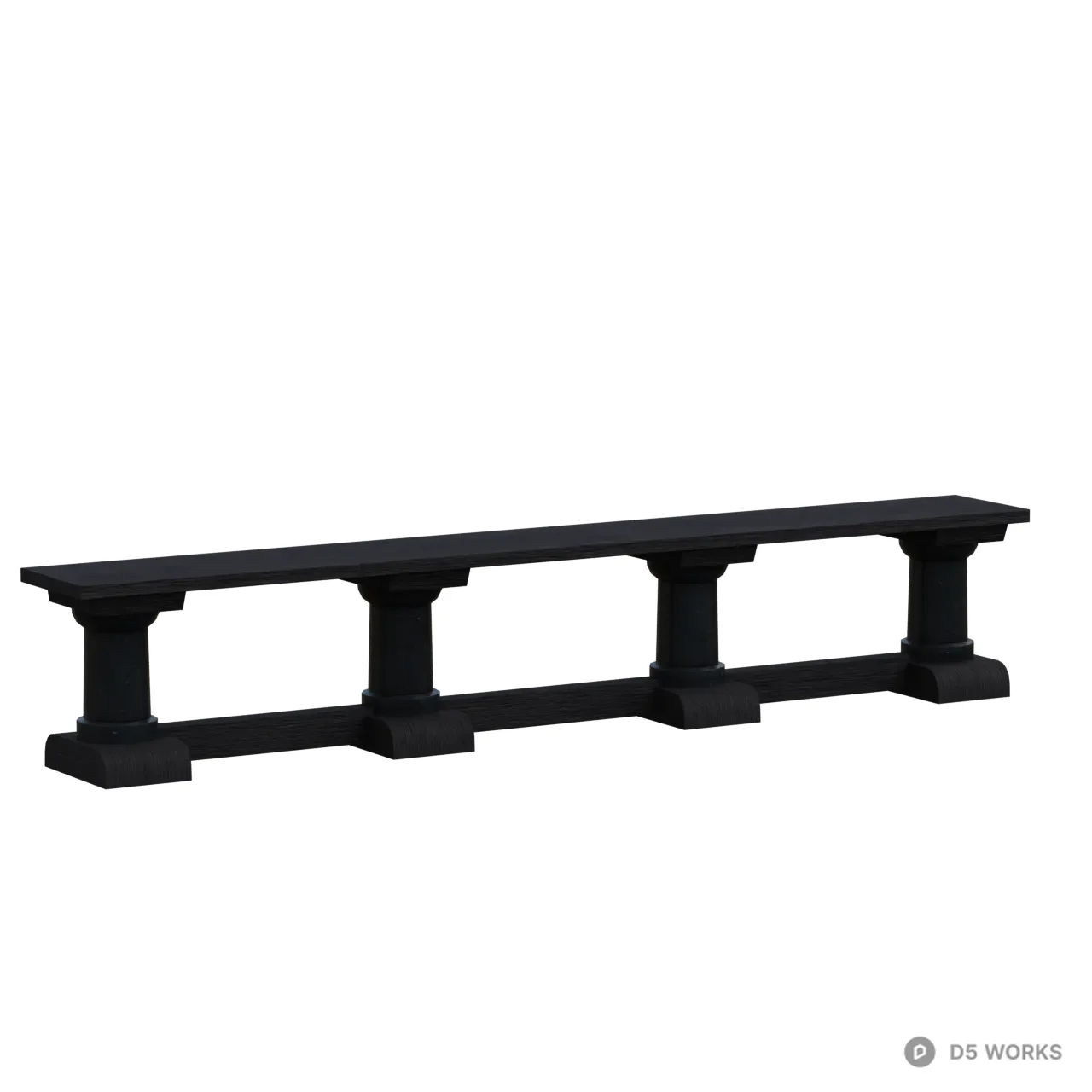Gothic Dark Stone Long Bench 3d model - Image 1