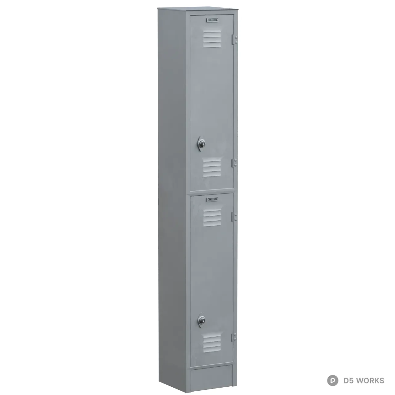 Industrial Two-Tier Grey Metal Locker 3d model - Image 1